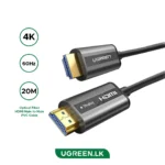 UGREEN 20 Meter 4K@60Hz Optical Fiber HDMI Cable Male to Male Zinc Alloy Shell  Black - HD132 - 50216 - 1 Year Warranty
