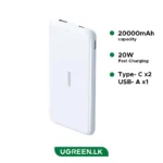 UGREEN 20000mAh 20W Fast Charge Power Bank - PB201 - 80763 - 1 Year Warranty