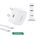 UGREEN 20W Type-C PD Fast Charger With MFI Type-C to Lightning 1 Meter Cable Set - CD137 - 70297 - 1 Year Warranty