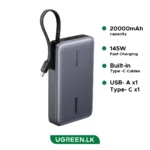 UGREEN 20000mAh 145W Power Bank with Built-in Cable - PB551 - 55992B - 1 Year Warranty