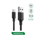 UGREEN 0.5m (50cm) 5Gbps USB 3.0 A Male to Type C Male Cable (Black)- US184 – 20881 – 1 Year Warranty