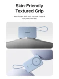 Promotional hero showing a blue UGREEN device with a skin-friendly, textured grip and silicone-smooth surface.