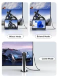 Laptop connected to a large monitor showing the same image for Mirror Mode.